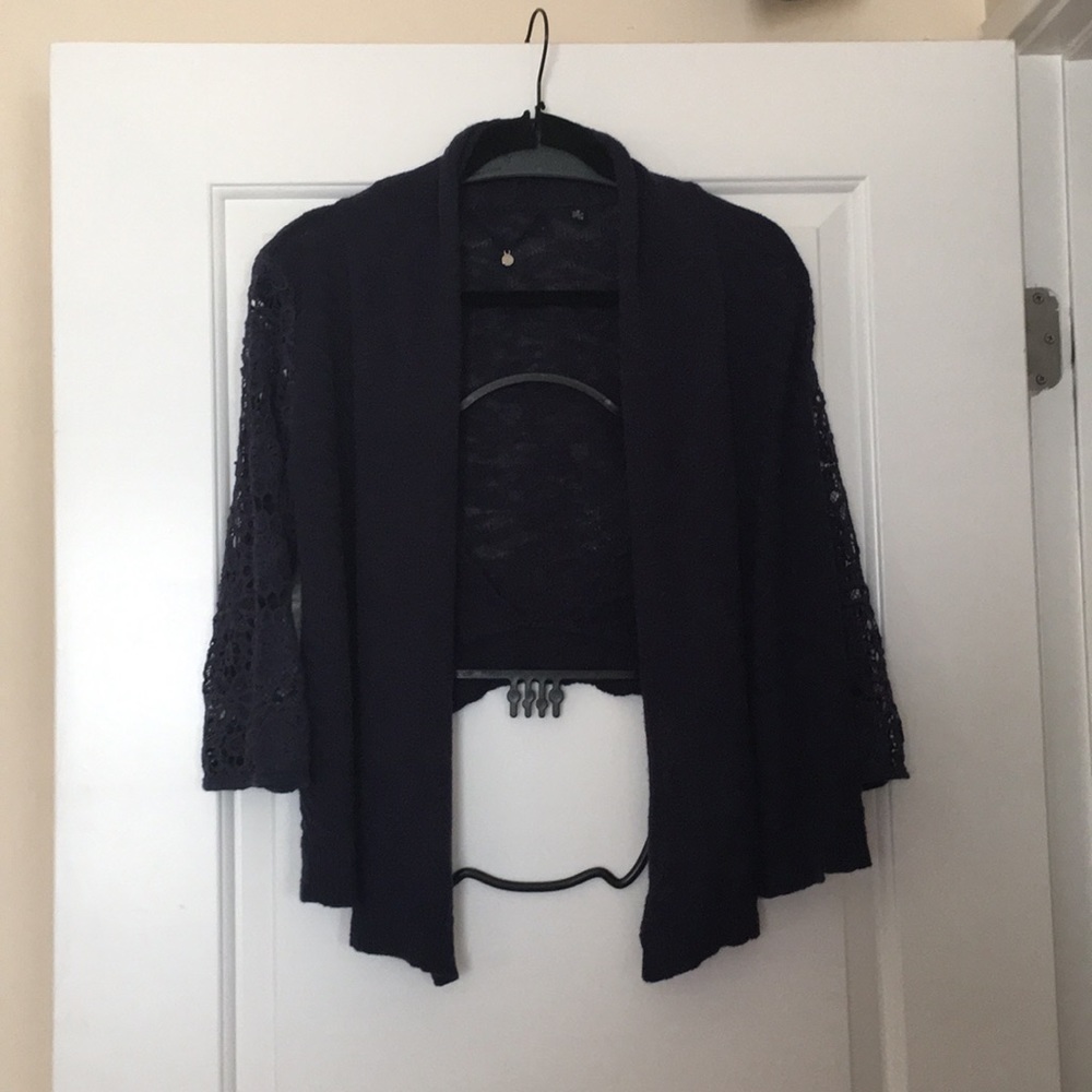 Anthropologie cardigan with cropped back, size M